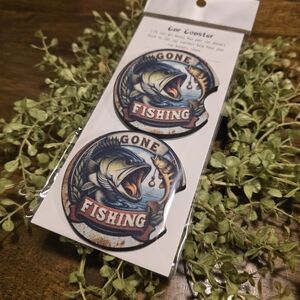 Gone Fishing Car Coaster Set
